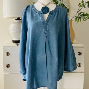 J. Jill Denim chambray tunic blouse blue Women's size Lg